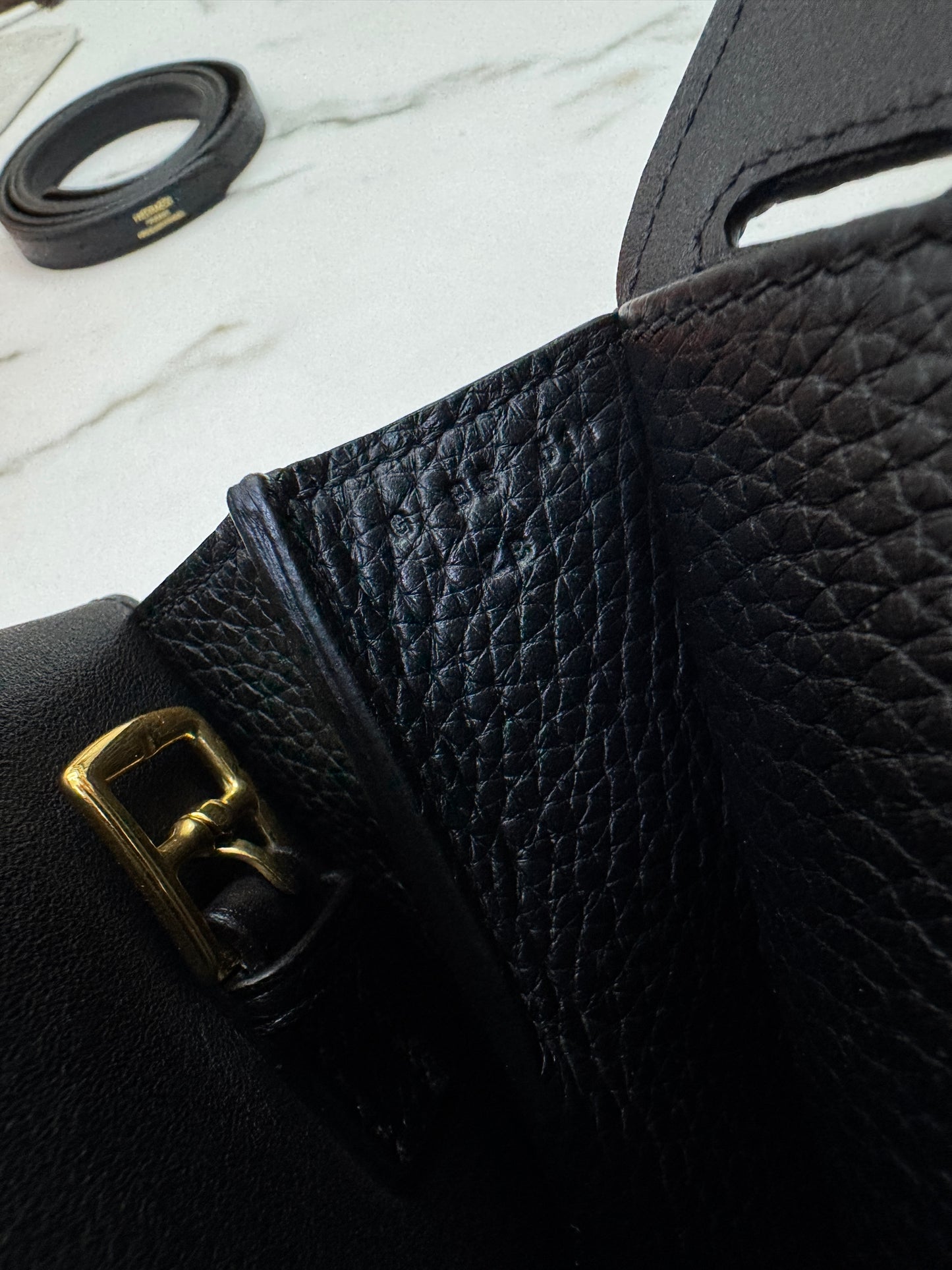 HERMES Halzan 25 黑金 Noir TC GHW