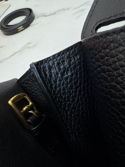HERMES Halzan 25 黑金 Noir TC GHW