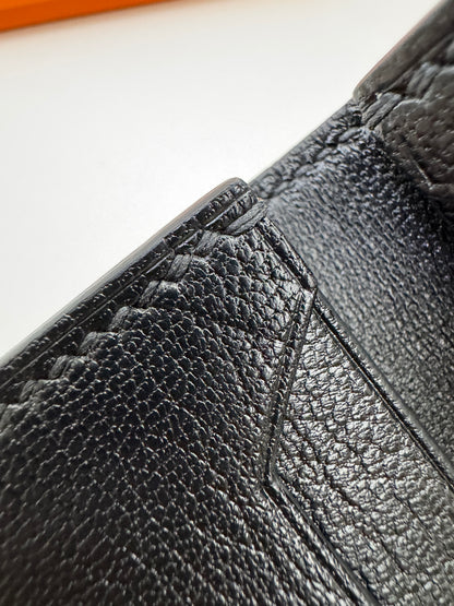 BEARN Mini Wallet 黑色山羊皮 Noir Chevre Mysore PHW