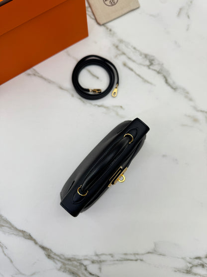 HERMES Mini Kelly II 黑金 Epsom Noir GHW