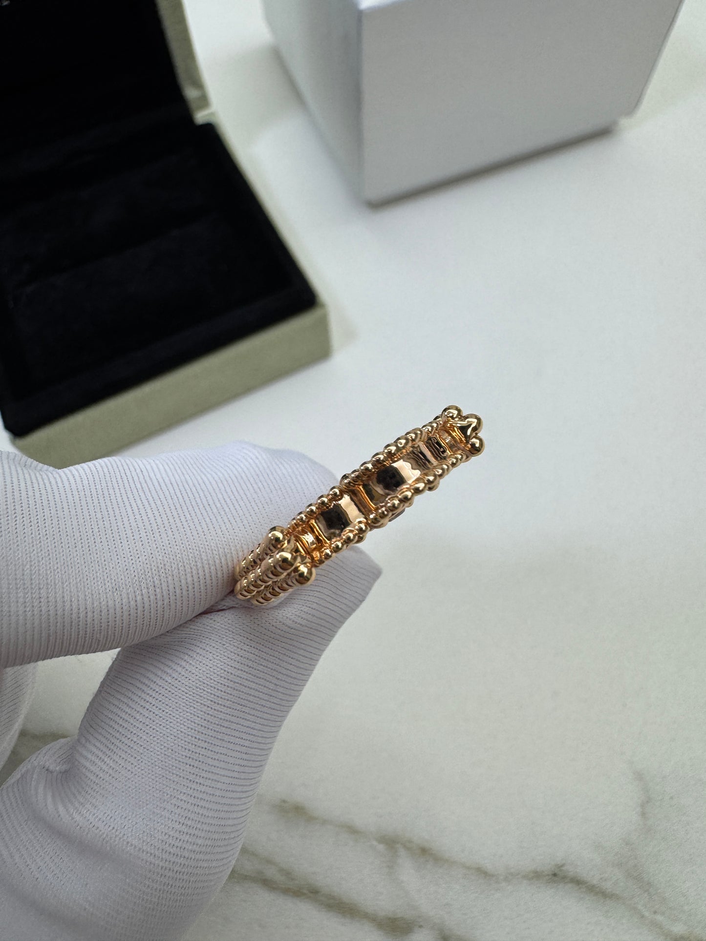VCA Vintage Alhambra Ring 翻轉雙面戒指 灰貝母/ 鐳射 玫瑰金