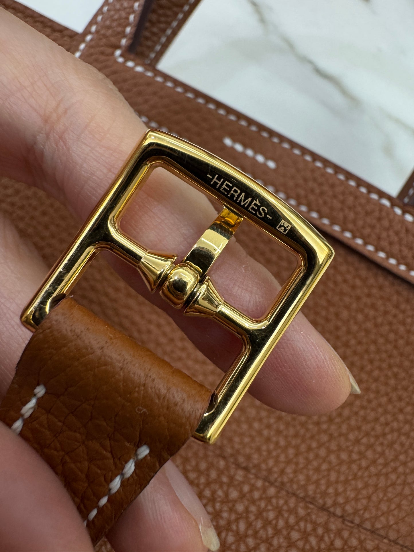 HERMES Halzan 25 金棕色金扣 TC Gold GHW