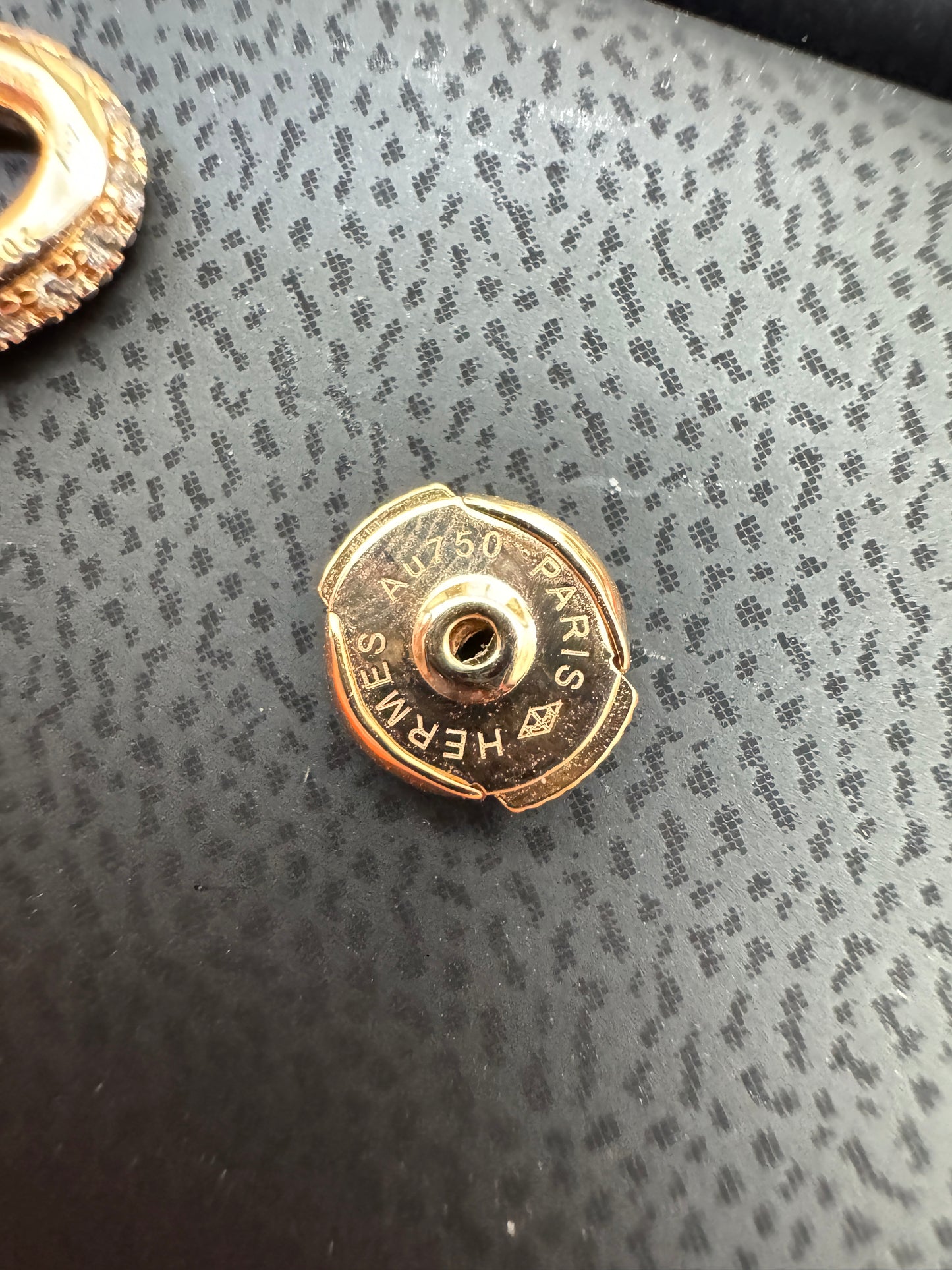 HERMES 豬鼻滿鑽玫瑰金耳環