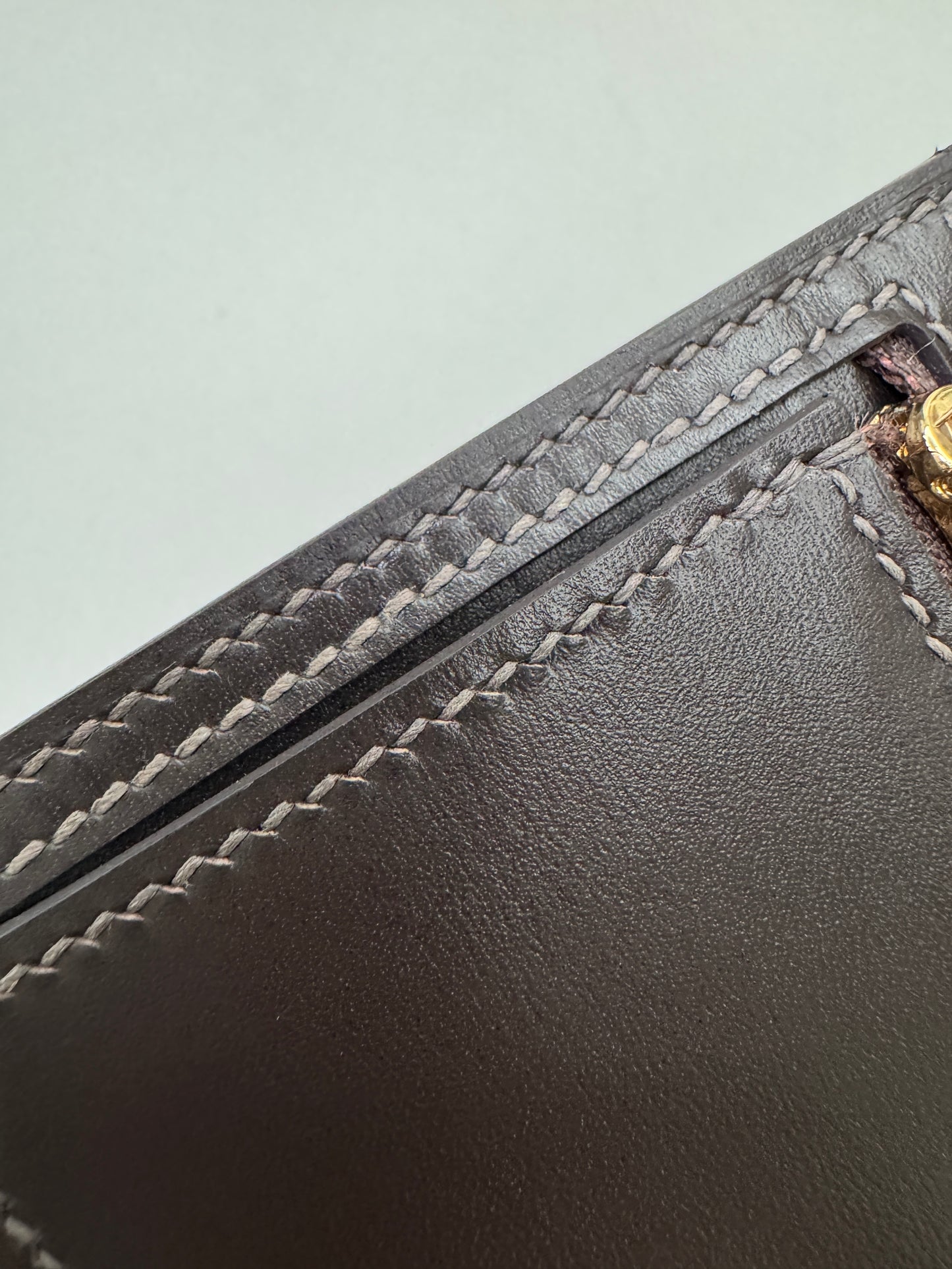 HERMES Bearn Compact Wallet 烏木色Box皮 Ebene GHW