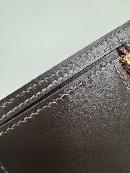 HERMES Bearn Compact Wallet 烏木色Box皮 Ebene GHW
