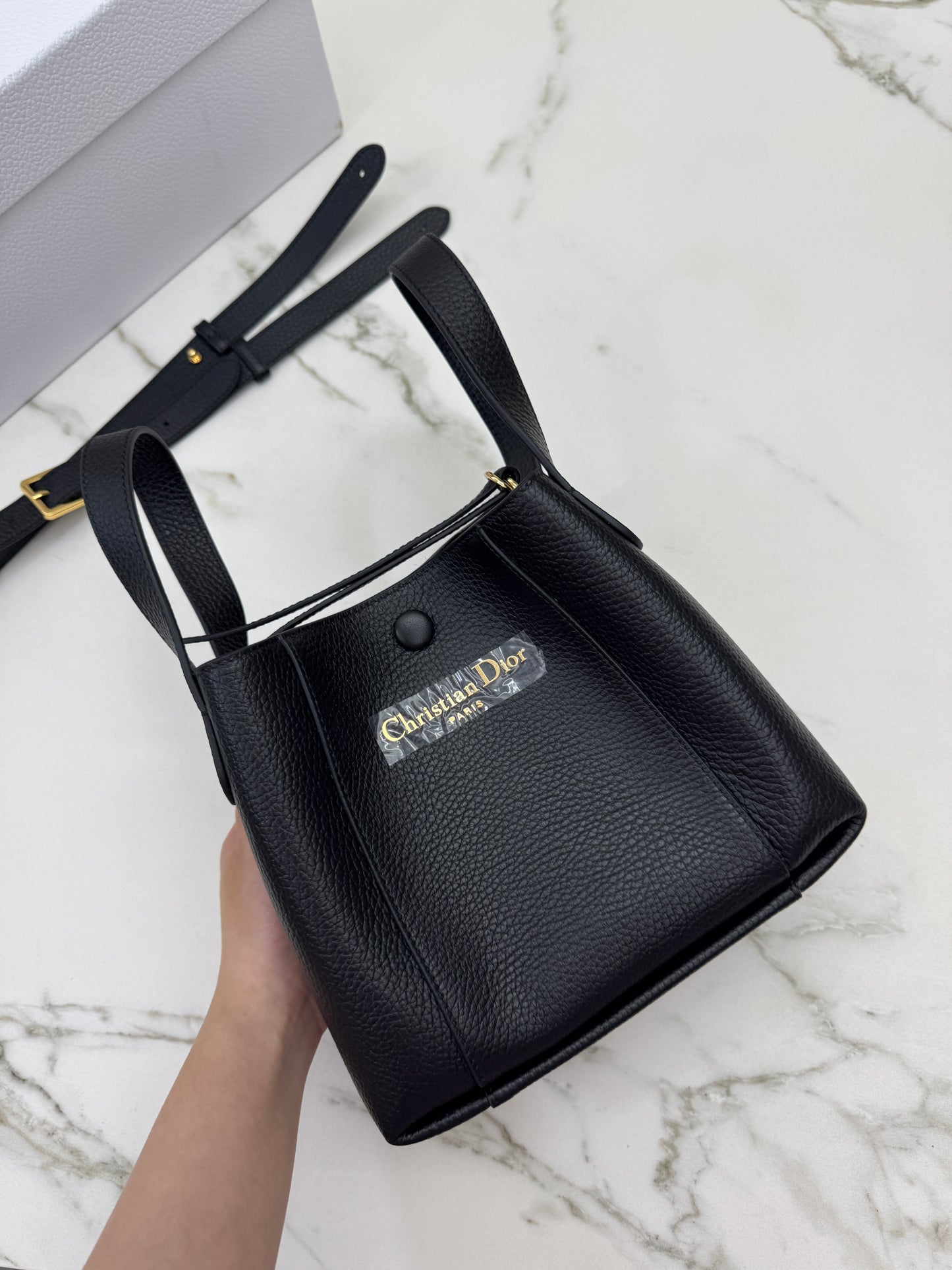 DIOR Signature 全皮小水桶