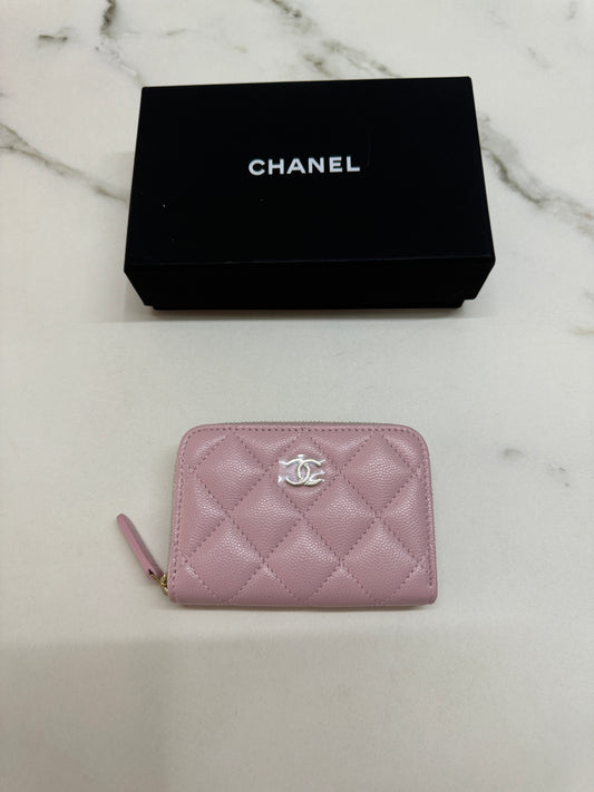 CHANEL Cardholder 拉鍊零錢包 24P櫻花粉