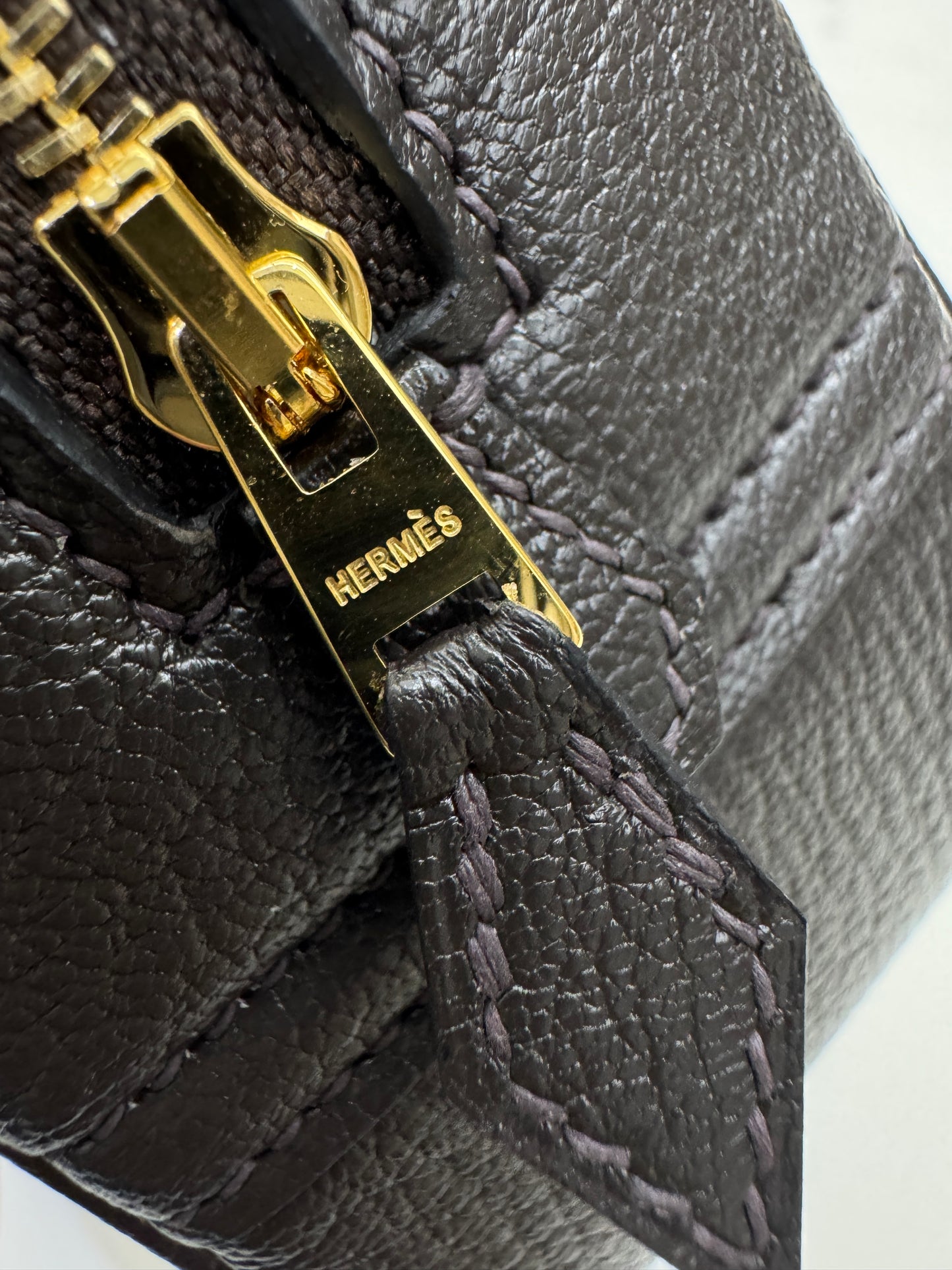 HERMES Mini Plume 一代 烏木色金扣 山羊皮 Ubene GHW Chevre Mysore