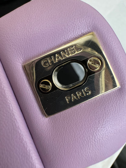 CHANEL mini cf with top handle 粉紫色 24P