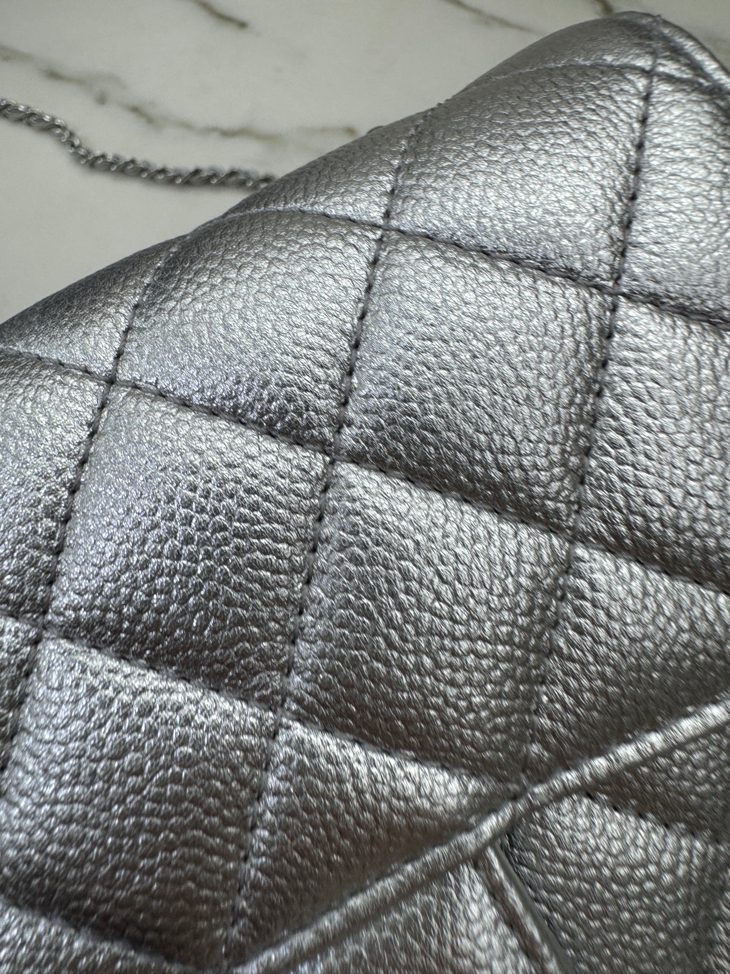 CHANEL 25B調節扣 銀色方胖子 Mini CF Square Caviar Calfskin