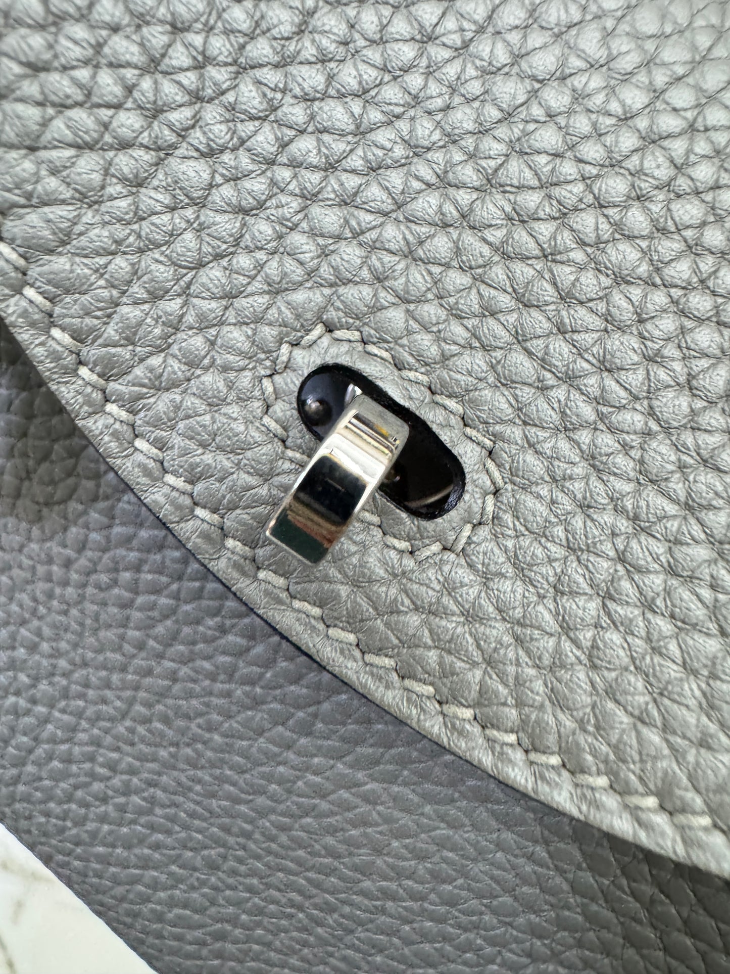 HERMES Mini Lindy 積雨雲灰銀扣 0L Gris Meyer PHW