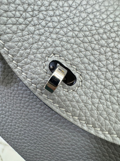 HERMES Mini Lindy 積雨雲灰銀扣 0L Gris Meyer PHW