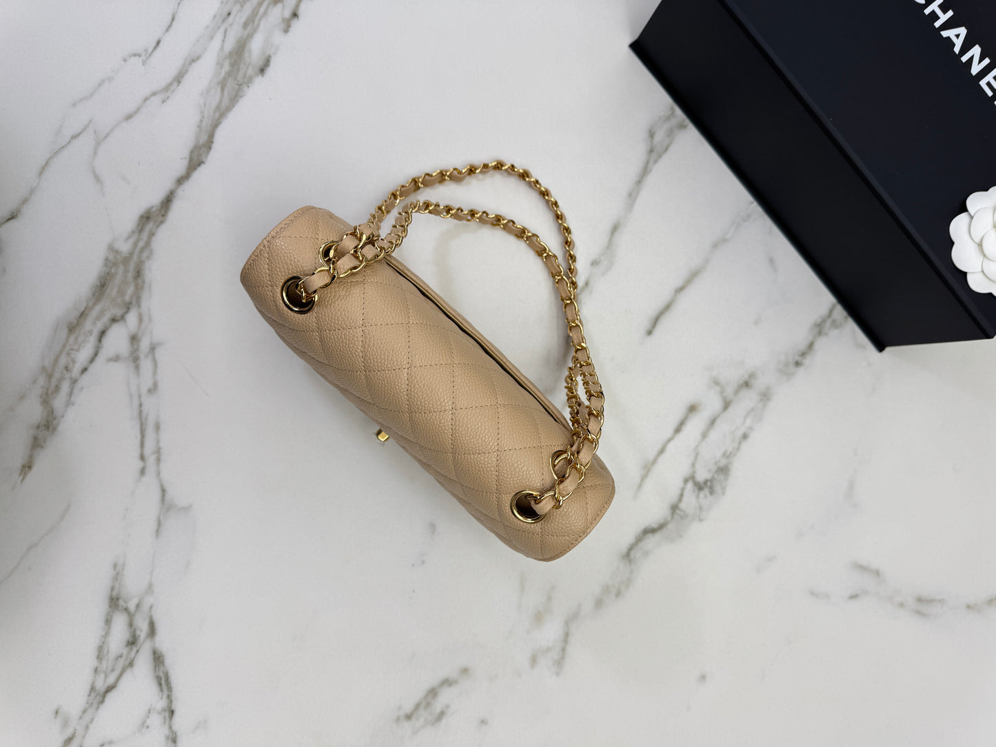 CHANEL CF23 Small 米杏色牛皮金扣 Beige Caviar Calfskin GHW