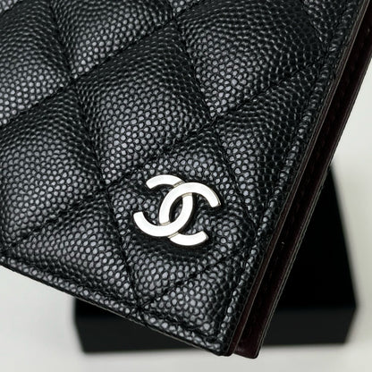 CHANEL Passport Holder 黑色牛皮 金扣/銀扣