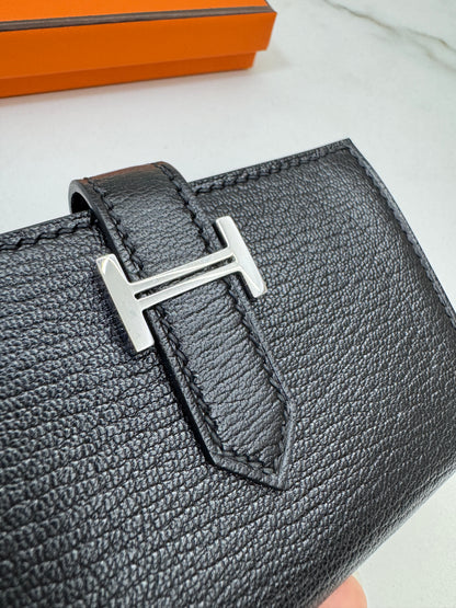 BEARN Mini Wallet 黑色山羊皮 Noir Chevre Mysore PHW