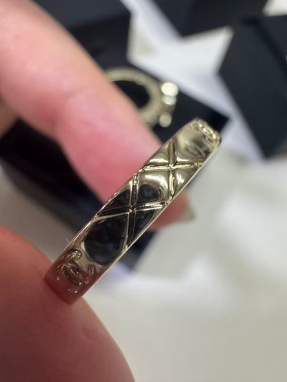 CHANEL 25P 三件套淺金色戒指