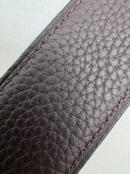 HERMES H au Carre 32mm 雙面皮帶 黑色拼烏木色