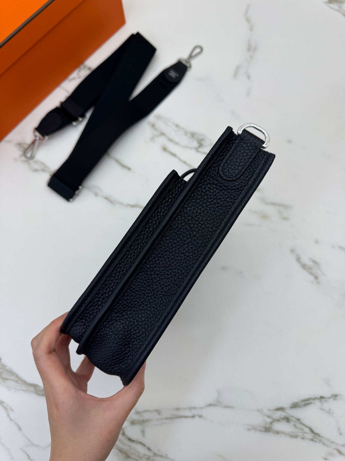 HERMES Evelyne23 黑銀 TC