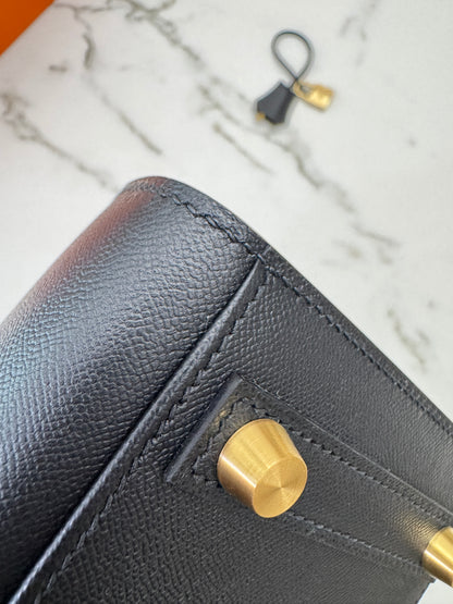 HERMES Birkin 25 黑色 Madame 拉絲金扣 89 Noir Sellier