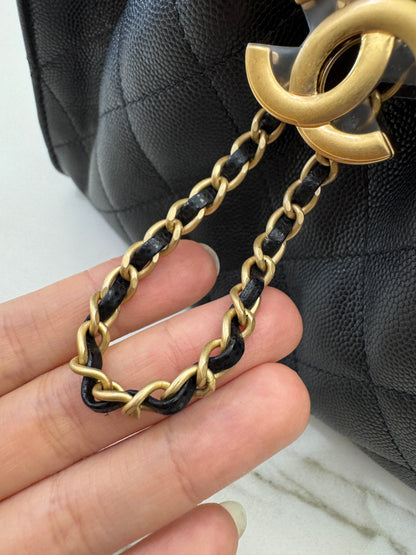 CHANEL Mini 25 Bag 黑色荔枝皮 金扣 Caviar Calfskin GHW