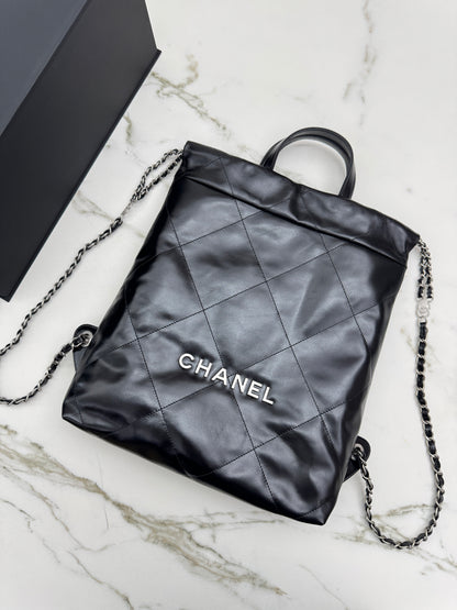 CHANEL 22Bag Backpack 黑銀 Black PHW