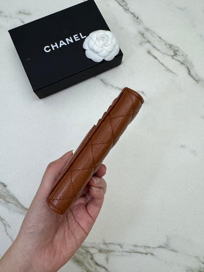 CHANEL L型拉鏈小錢包 焦糖棕