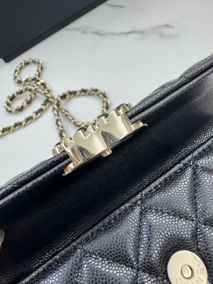 CHANEL 25S Kelly 橫版手機包 黑色