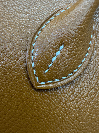 HERMES Mini Bolide 金棕色山羊皮 銀扣 Cherve Gold PHW
