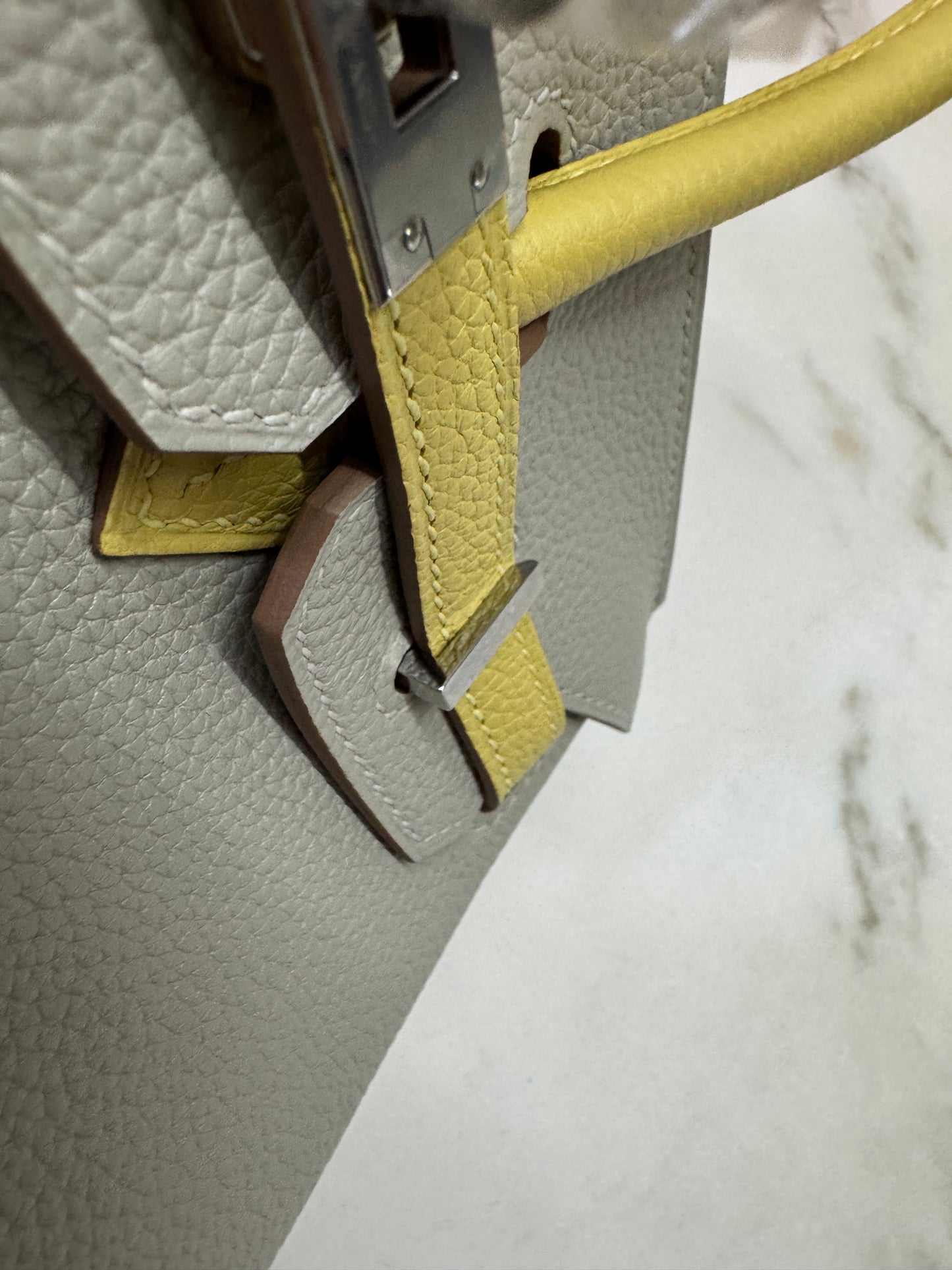 HERMES Birkin25 SO 珍珠灰拼小雞黃 Togo PHW
