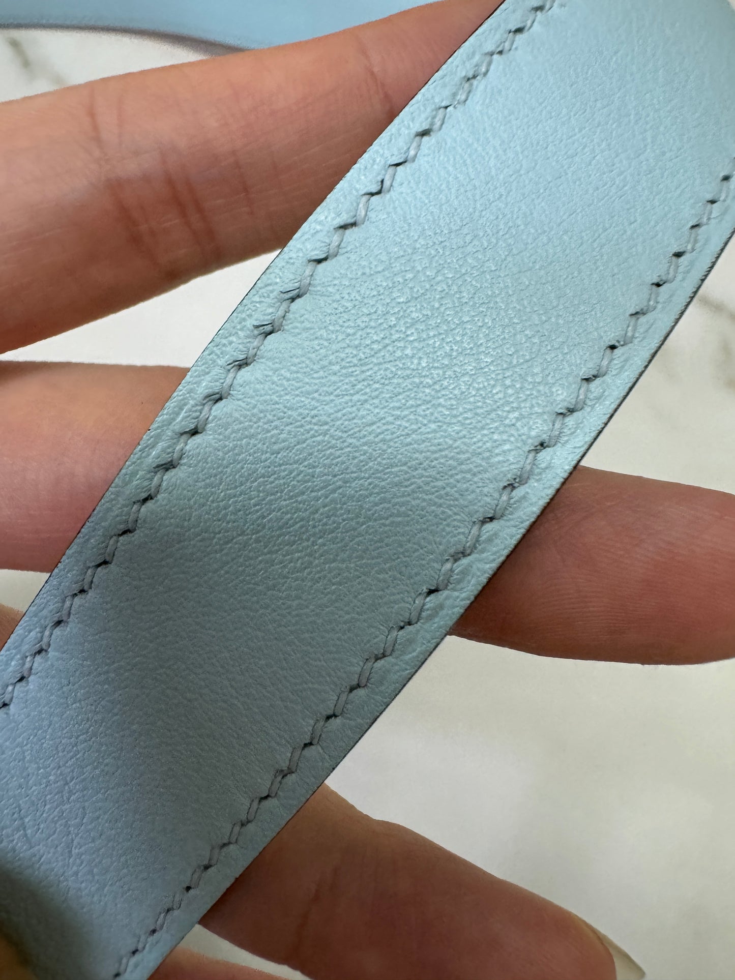 HERMES Mini Lindy 霧霾藍T0 銀扣 swift