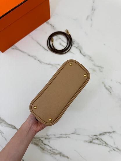 HERMES Mini Bolide 奶茶色金扣 Evercolor Chai GHW