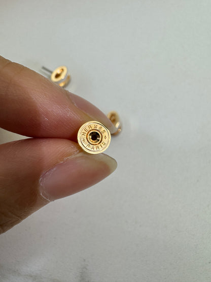 HERMES Mini Pop H 玫瑰金拼色耳環