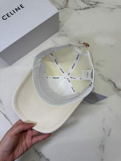 CELINE 凱旋門鴨舌帽 燈芯絨白色