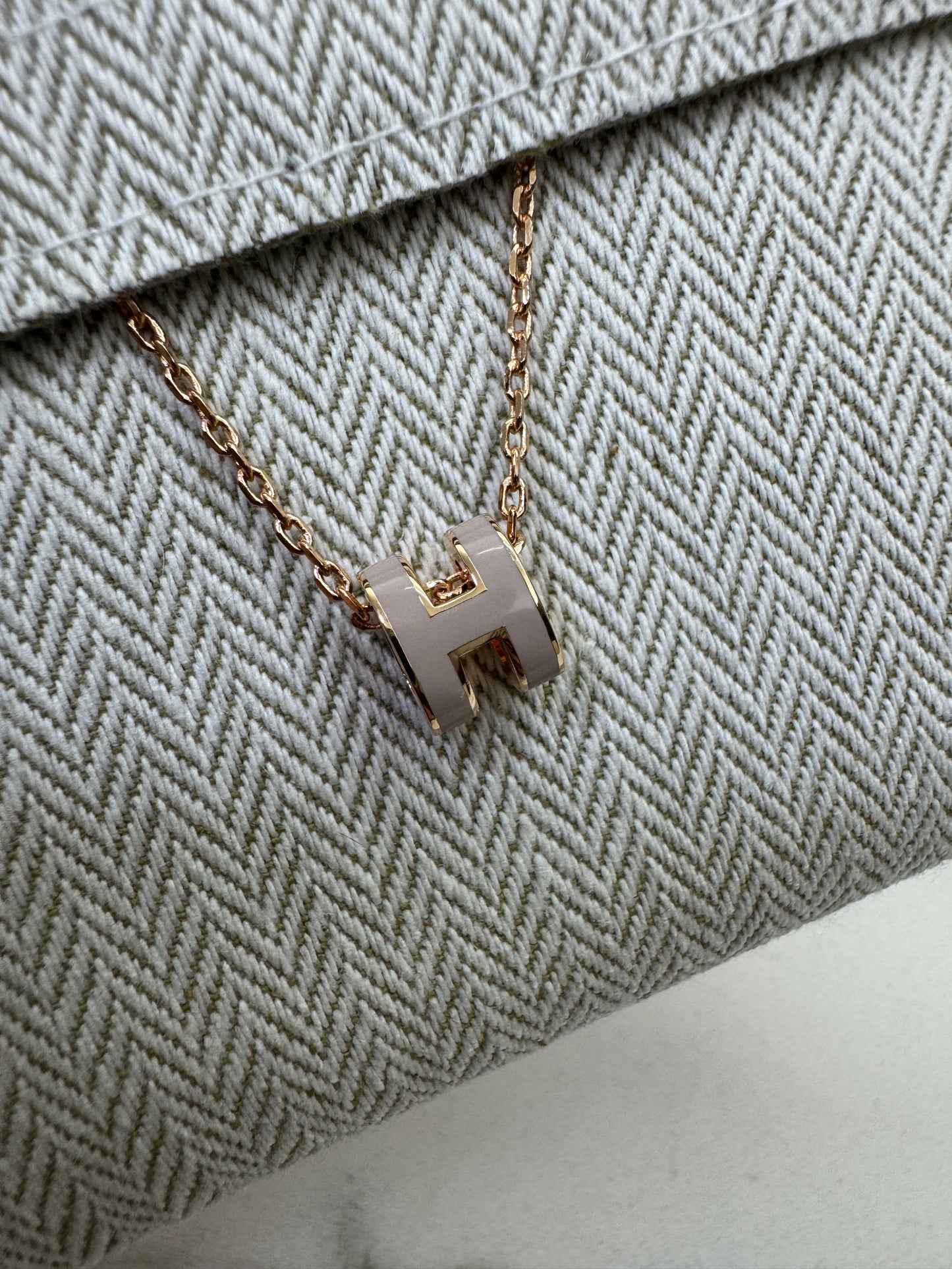 HERMES Pop H Marron Glaze 玫瑰金項鏈