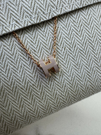 HERMES Pop H Marron Glaze 玫瑰金項鏈