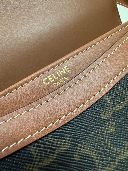 CELINE Triomphe Besace 凱旋門馬鞍包 老花Canvas