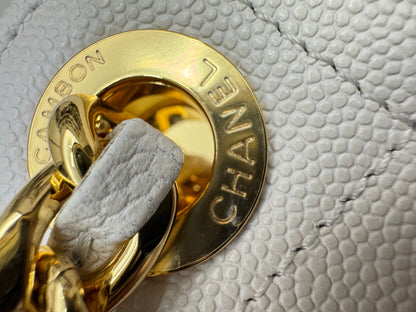 CHANEL Mini 25Bag 白色亮金扣