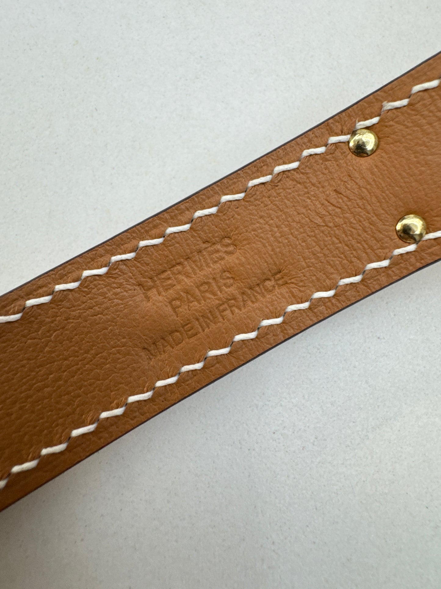 HERMES Kelly 皮帶 金棕金扣 【手縫版】