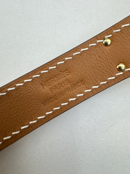 HERMES Kelly 皮帶 金棕金扣 【手縫版】