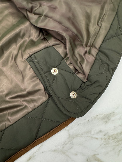 MIU MIU 麂皮領夾棉短外套 軍綠藍