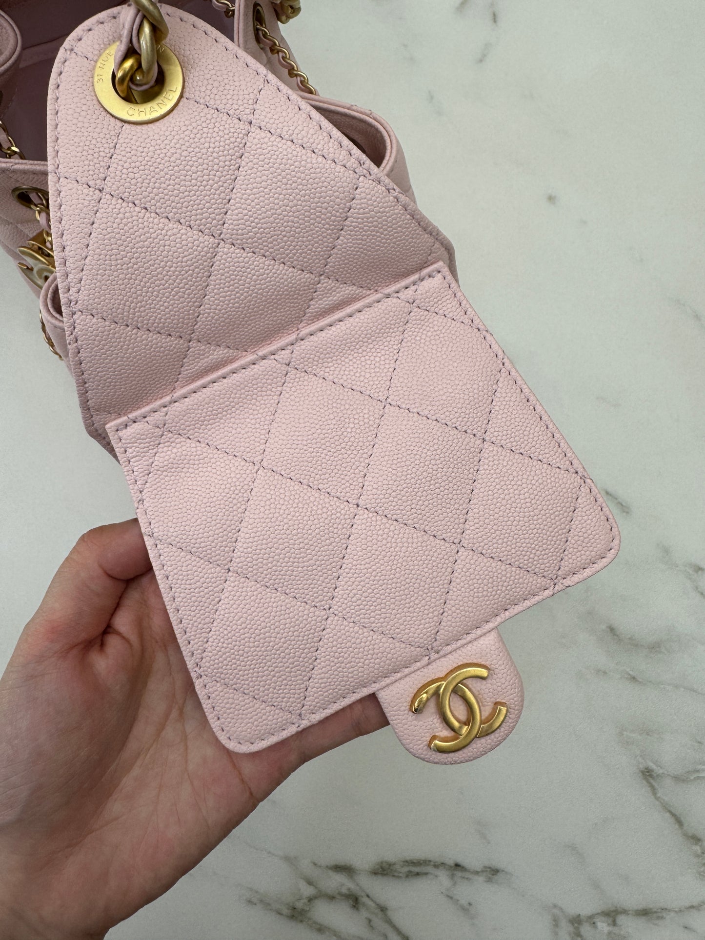 CHANEL 25Bag 粉紅色荔枝牛皮 Small