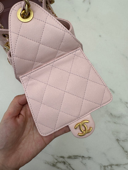 CHANEL 25Bag 粉紅色荔枝牛皮 Small
