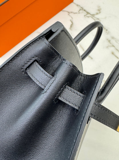 HERMES Birkin 25 黑色 Madame 拉絲金扣 89 Noir Sellier