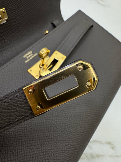 HERMES Kelly to-go 錫器灰金扣 Epsom