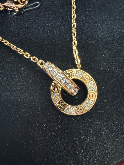 CARTIER Love Necklace 滿天星小圓餅項鏈 玫瑰金