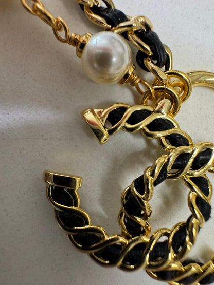 CHANEL 24K 珍珠拼穿皮鏈雙層Choker