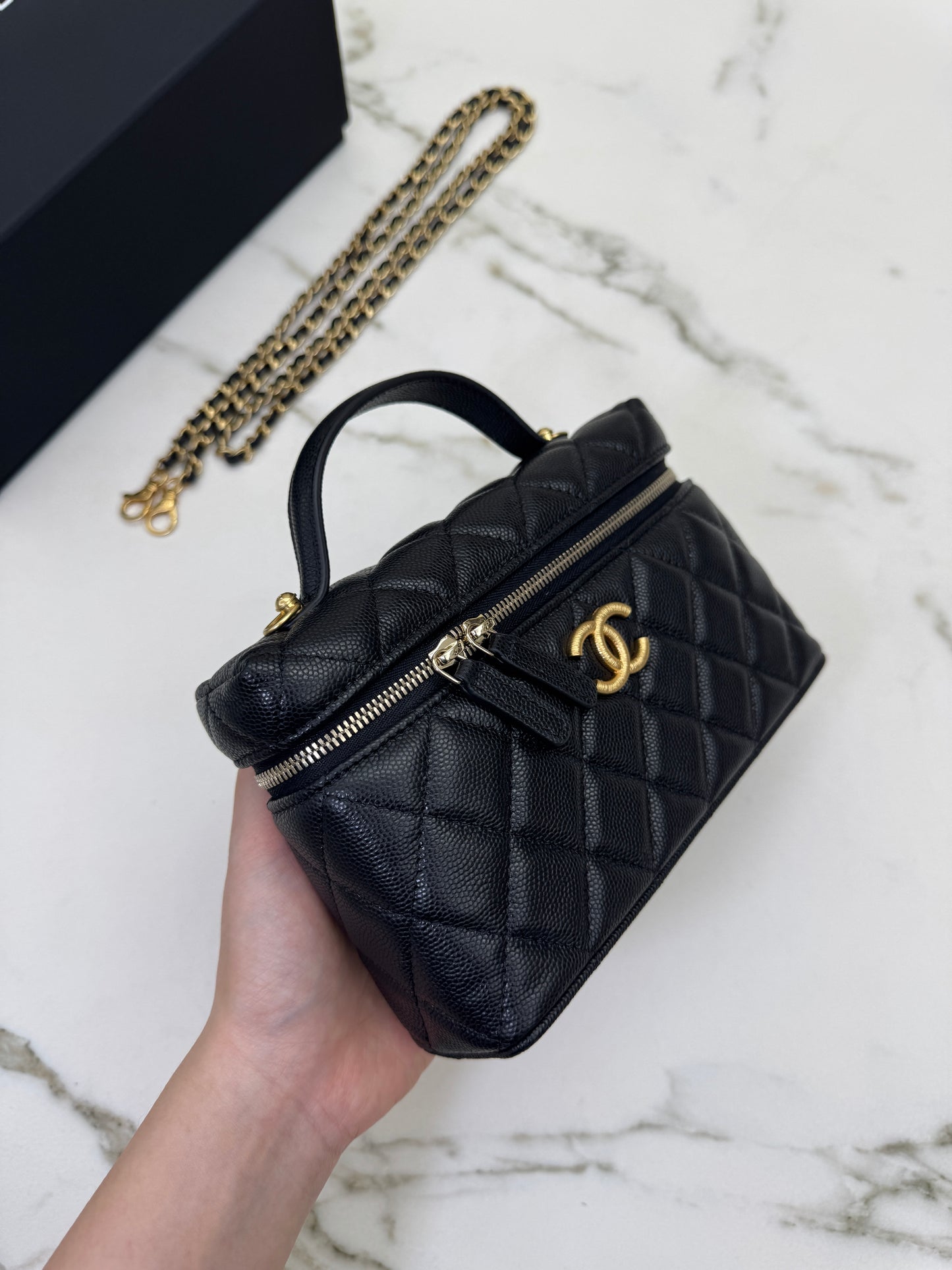CHANEL 25P 拉絲金扣 LP盒子包
