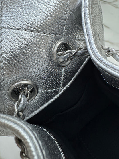 CHANEL Mini 25 Bag 銀色荔枝皮銀扣 Silver Caviar Calfskin PHW