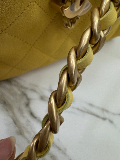 CHANEL Mini 25Bag 麂皮黃色