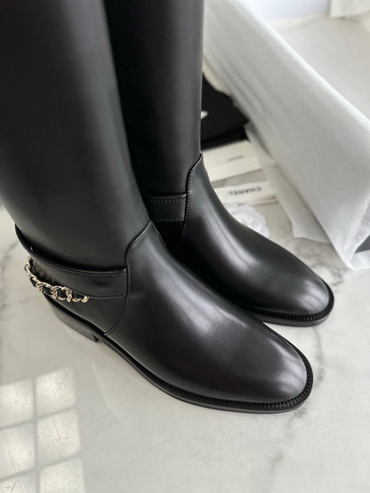 CHANEL 鏈條騎士長靴 23a